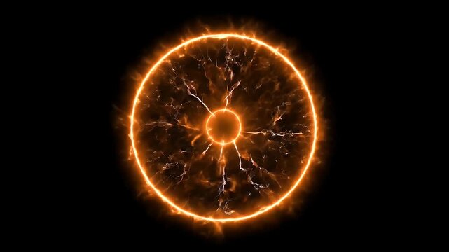 An orange energy orb with a bright glow and crackling electricity inside.