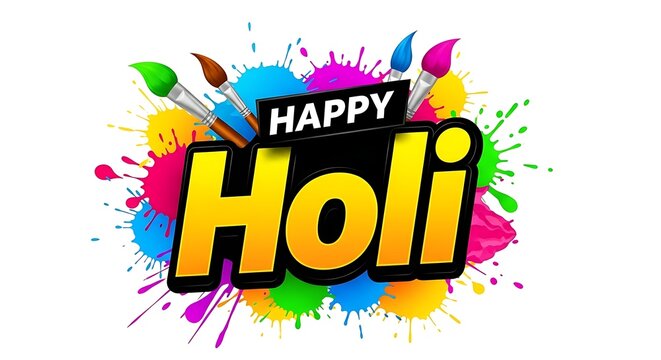 Vibrant holi celebration logo with colorful paint splatters