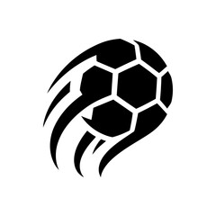 Obraz premium Soccer ball logo. Dynamic football sport icon symbol. Fast speed motion design. Vector illustration isolated on white background.