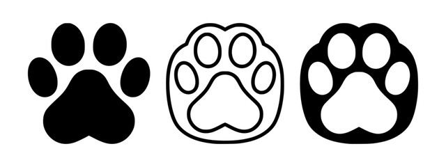 Paw icon. Paw print sign and symbol. Cat or dog footprint silhouette. Vector illustration isolated on white background.