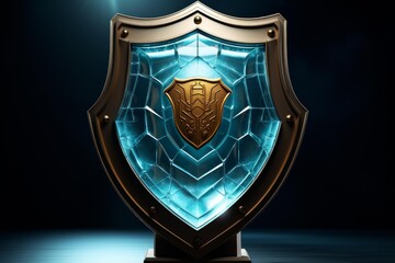 Fototapeta premium Glowing futuristic cyber shield protecting valuable digital information