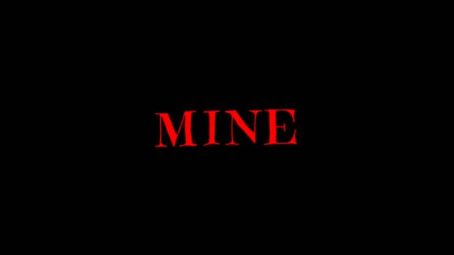 Simple and dramatic Mine text animation on dark background, ideal for personal messages, romantic themes, possessive expressions, branding endings, and minimalist typography videos.