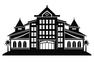 Fototapeta premium hotel building line art silhouette vector illustration