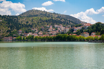Fototapeta premium The town of Kastoria and Orestiada lake in northern Greece, in western Macedonia.