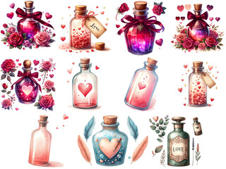Love bottle Valentine's day clipart collection
