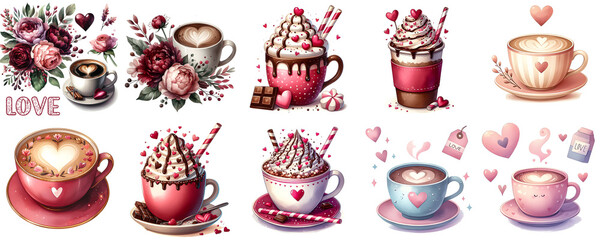 Valentine&rsquo;s Day Coffee Cup Clipart Collection