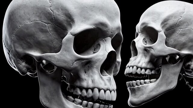 Human skulls in closeup view