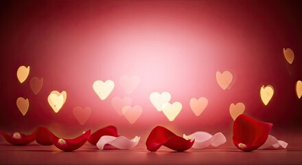 Romantic Heart Background with Rose Petals