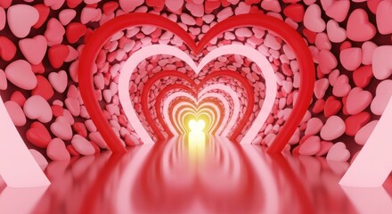 Heart Tunnel with Red Hearts and Glow