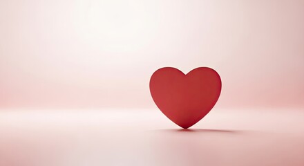 Red Heart on Pink Background