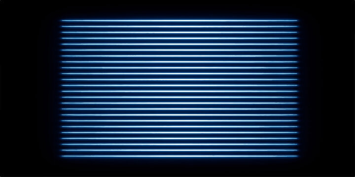 Industrial abstract blue background featuring a metallic corrugated steel shutter texture with horizontal striped lines and a light blue metallic pattern for a modern wall backdrop design