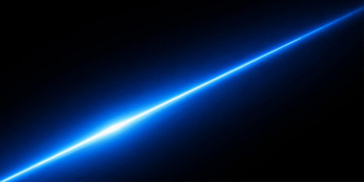 A vibrant digital art design featuring abstract blue light beams and glowing laser rays that flash across a dark space backdrop with motion flares and energy textures