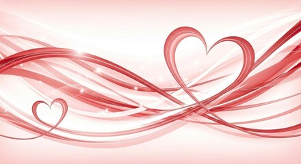 Romantic Red Hearts Ribbon Illustration