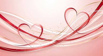Romantic Heart Shapes on Pink Background