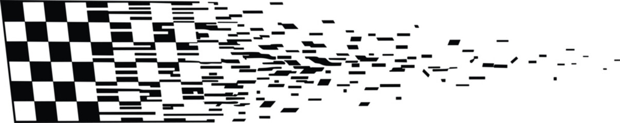 Abstract racing checkered flag vector with digital motion effect symbolizing speed finish and technology concept