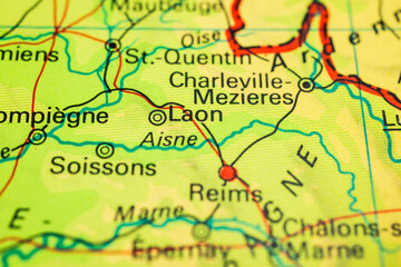 detailed road map of northern france highlighting cities and transport routes.