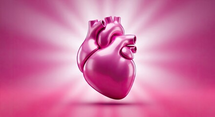 Pink Human Heart Illustration