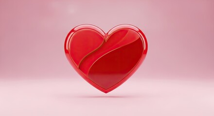 Red Heart Shape on Pink Background