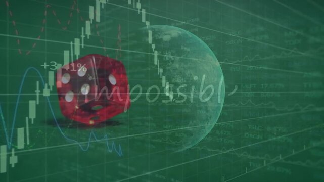 The word impossible is shown spinning on a globe, with a stock market display in the background