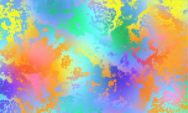 Vector halftone psychedelic rainbow ridged topological map pattern background texture. Trippy hippy abstract dopamine dressing style fashion motif. Bright colorful