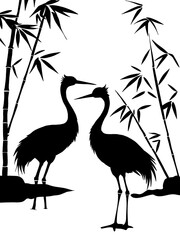 Birds Silhouette on Tree Branch with Large Sun Background