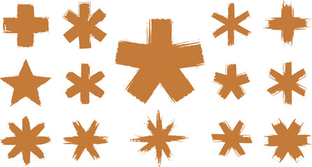 Various Crayon Drawn Asterisks And Star Shapes Bold Brush Drawn Asterisks