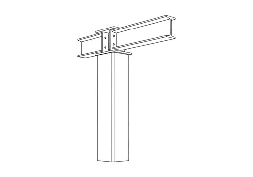 Steel Column and Beam Connection Detail Illustration