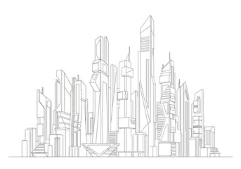 Fototapeta premium Futuristic Cityscape Outline with Modern Architectural Design and Clean Lines