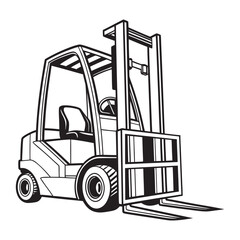 Forklift Warehouse Vehicle Line Art Illustration