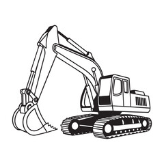Excavator Construction Machine Line Art Illustration