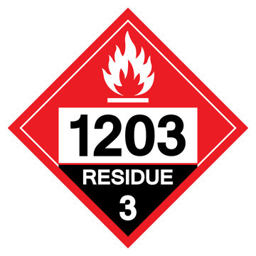 Gasoline UN1203 Residue Class 3 Symbol Sign, Vector Illustration, Isolate On White Background, Label .EPS10
