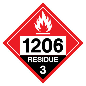 Heptanes UN1206 Residue Class 3 Symbol Sign, Vector Illustration, Isolate On White Background, Label .EPS10