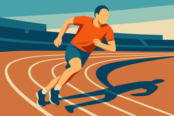 Obraz premium Athlete Sprinting on Track - A Study in Motion and Determination.