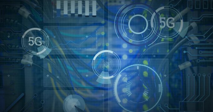 Animation of 5g and data processing over computer wires
