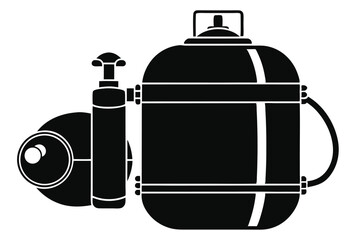 Obraz premium scuba tank line art silhouette vector illustration