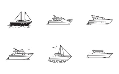 Collection of Boat Illustrations on Transparent Background