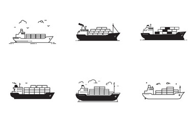 Collection of Cargo Ships Illustrations