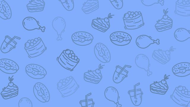 Seafood Illustrations on Blue Background.