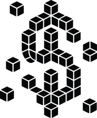 Fototapeta premium Abstract Cubes Puzzle Design with Transparent Background