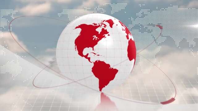 Animation of globe spinning with spinning over countryside