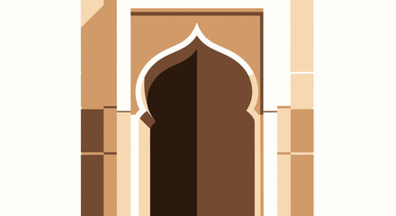 Fototapeta premium An ornate arched doorway in a stone building, viewed from the front, with intricate design and shadow effects, Image_fx style
