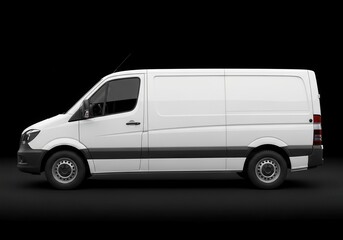 Commercial cargo transport utility vehicle depicted in profile view against a dark background