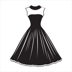 Women dress icon. Black dress icons set. Female fashion concept. Vector illustration.