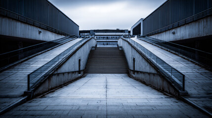 Fototapeta premium Empty Exterior Ramp with Perspective Lines