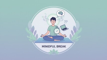 Obraz premium Achieving Inner Peace During a Mindful Break from Digital Demands and Work Stress