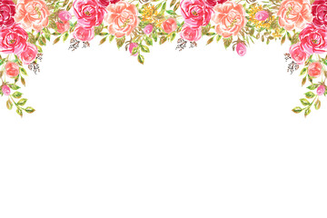 Flower watercolor frame for wedding, birthday, card, background, invitation, wallpaper, sticker, decoration etc.
