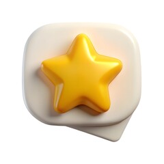 3d yellow star icon on a rounded speech bubble background