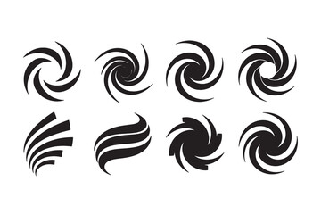 Fototapeta premium Abstract black swirl and dynamic stripe vector shapes set