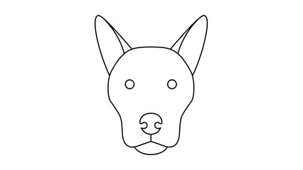 Minimal Dog Face Outline Drawing