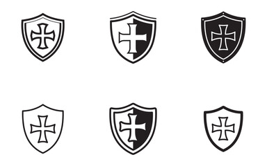 Obraz premium Set of Six Shield Icons with Cross Designs
